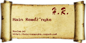 Hain Reményke névjegykártya